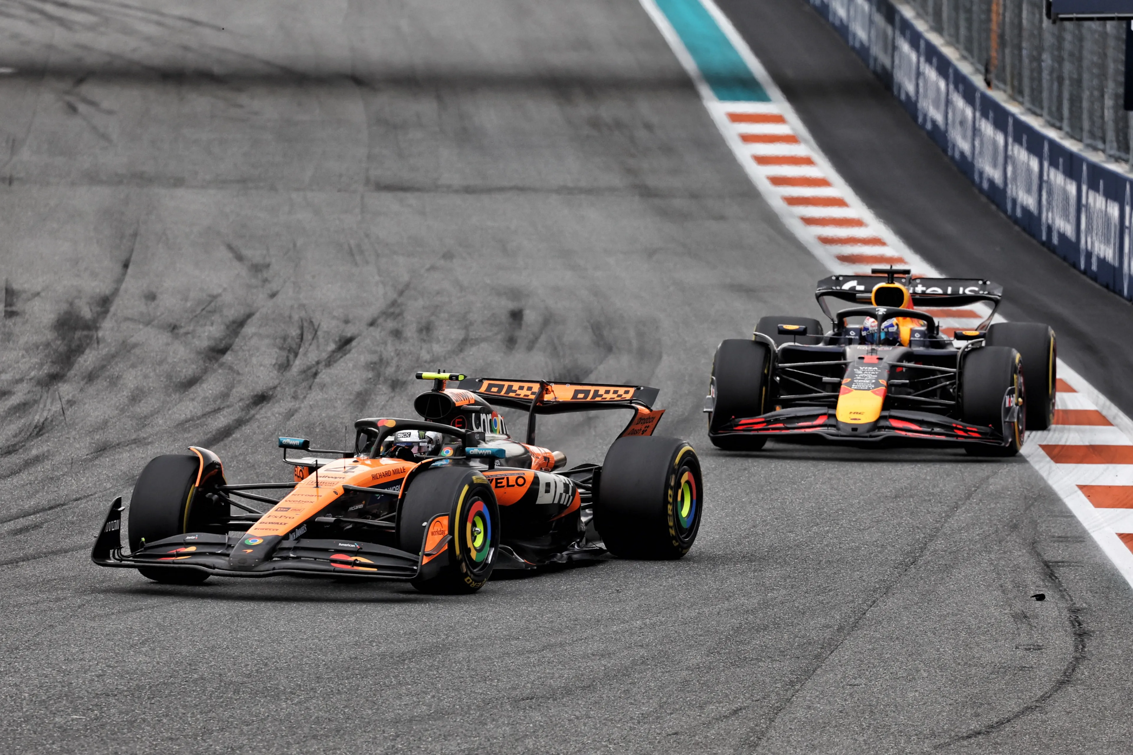 Lando Norris après avoir dépassé Max Verstappen au Grand Prix de Miami
