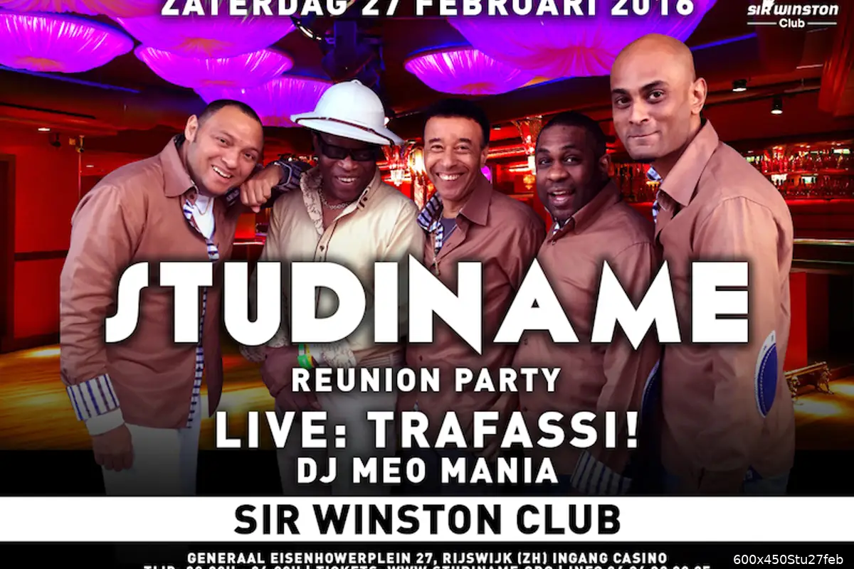 Studiname Reunion Party met Trafassi 27 februari
