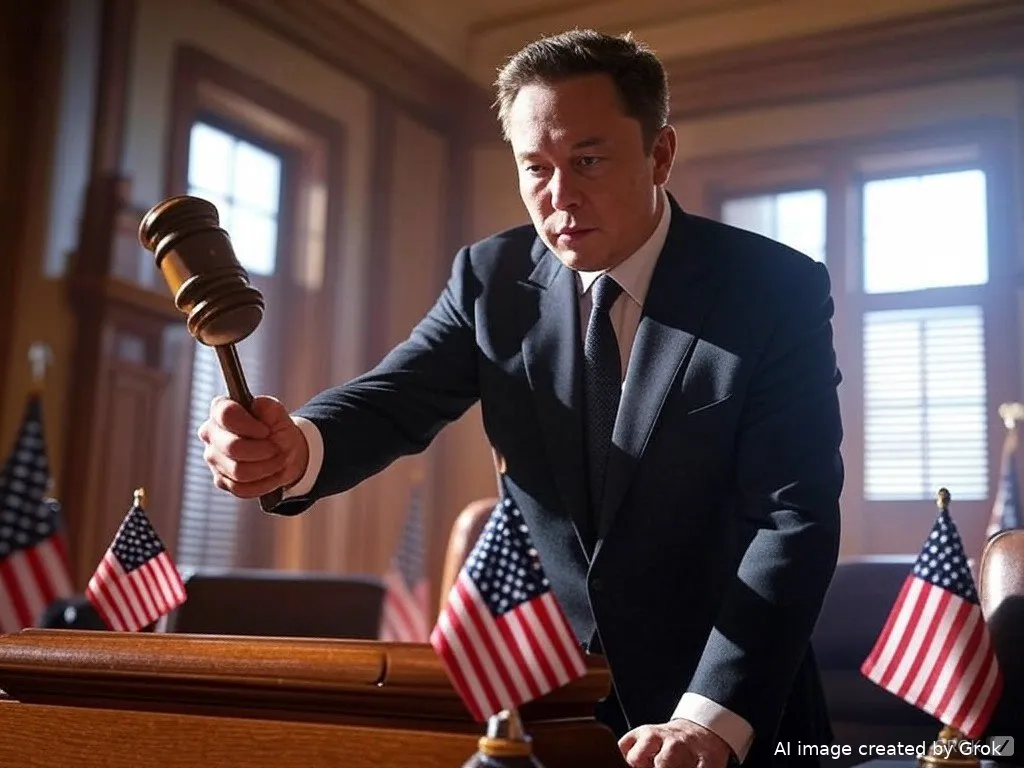 AI Elon Musk wielding a gavel