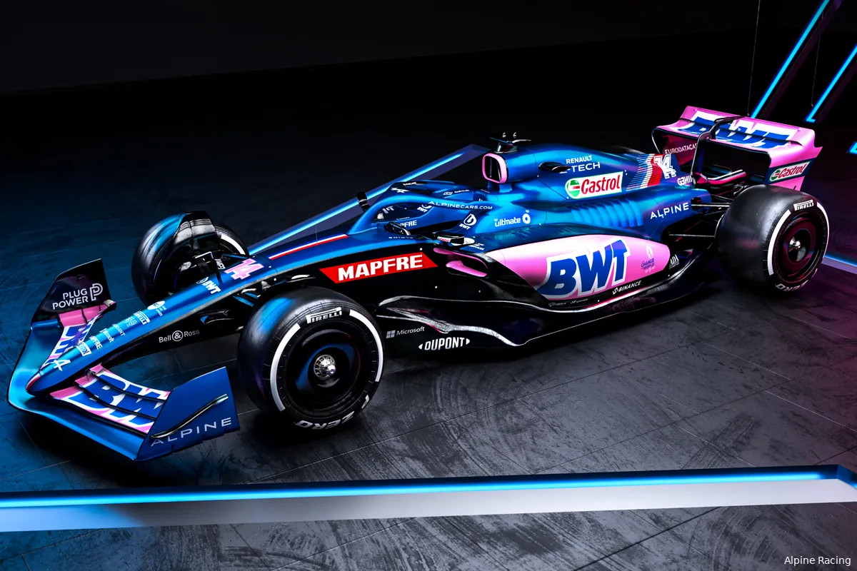 Welke bijzonderheden verhult het blauw-roze van de nieuwe Alpine A522?