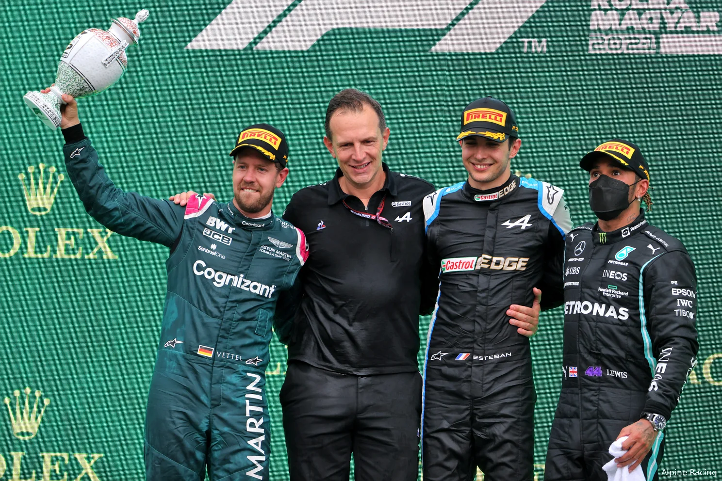 ocon vettel hamilton hongarije alpine