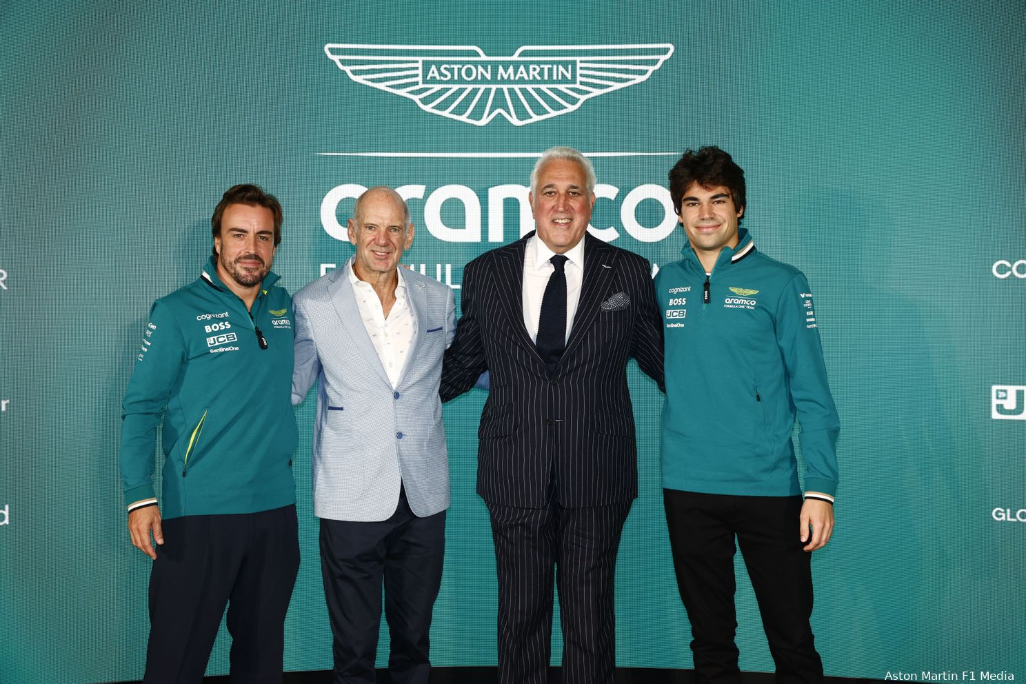 persconferentie aston martin lawrence stroll adrian newey lance stroll fernando alonso 3