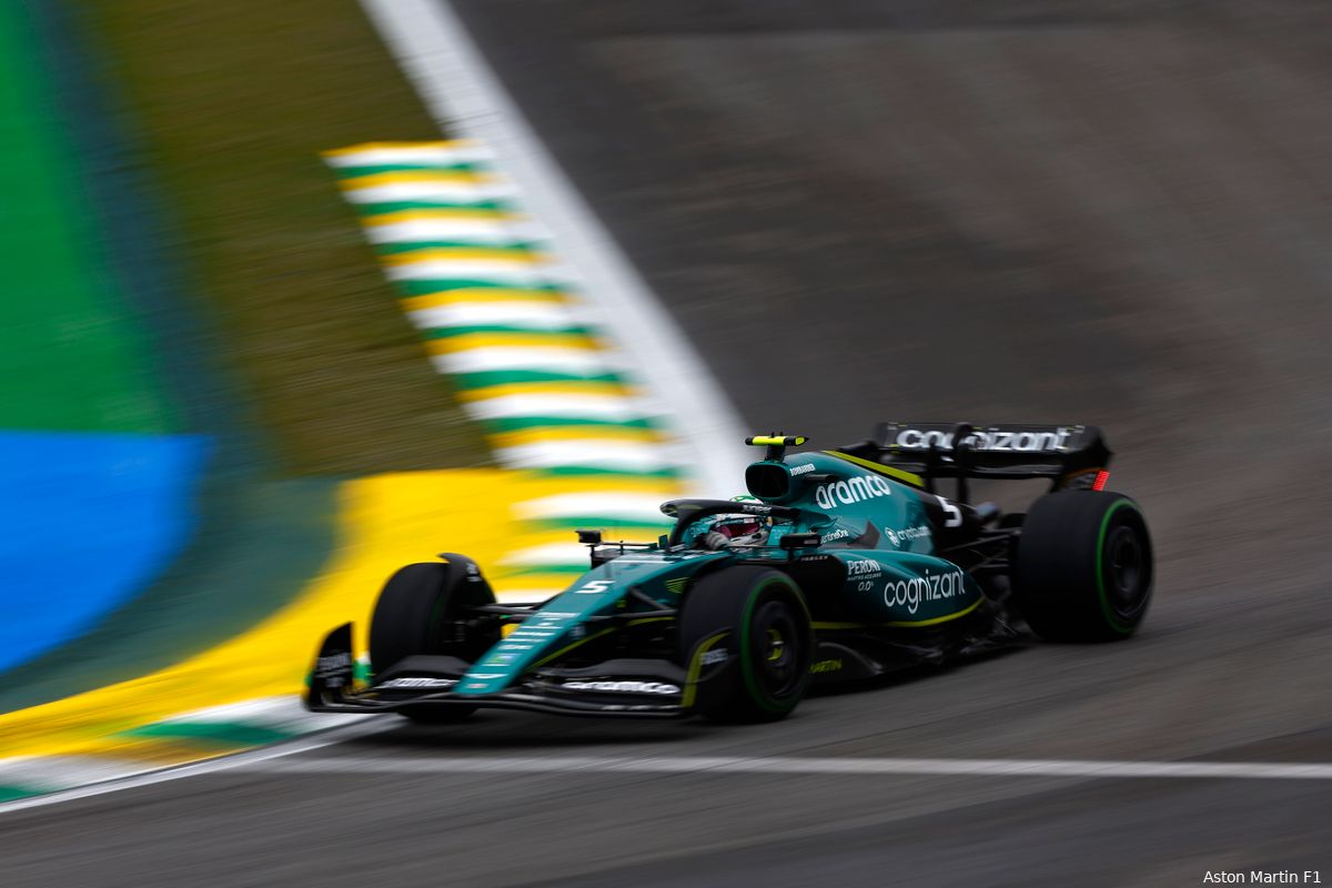 Vettel had pech met timing in Brazilië: 'Op oude mediums is het kansloos tegen auto's op softs'