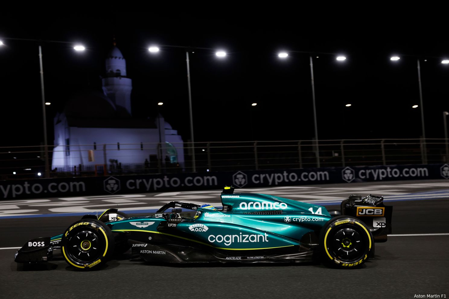 De avond is gevallen: Fernando Alonso en de kwalificatie, GP Saoeidi-Arabië 2023 (Foto:
Aston Martin F1 Media)
