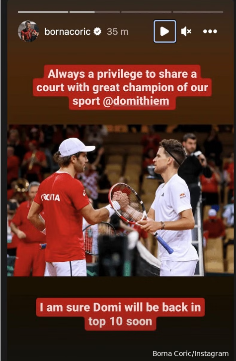 "I am sure Domi will be back in the top 10 soon": Coric predicts Thiem resurgence after facing him at Davis Cup