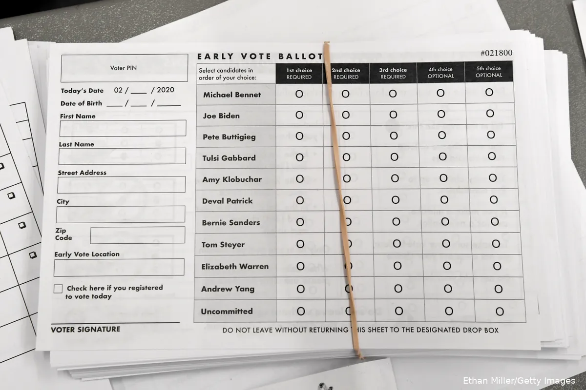 Nevada 2020 early voting primary ballot