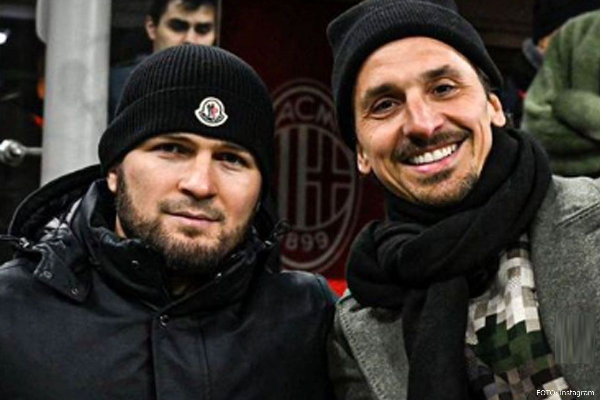🎥 Wat bespraken Khabib en Zlatan Ibrahimovic in San Siro stadion? 'Legendes ontmoeten elkaar'