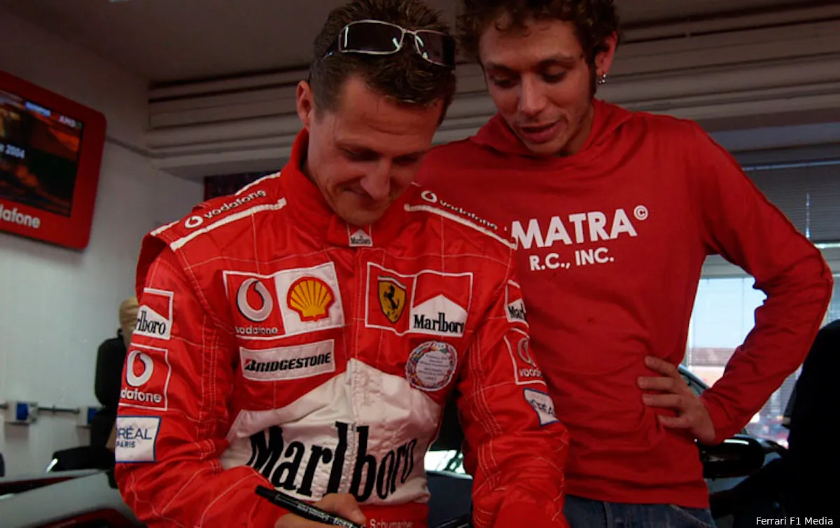 Rossi's liefdesaffaire met de Formule 1: Schumacher geïmponeerd en Ferrari om zijn vinger