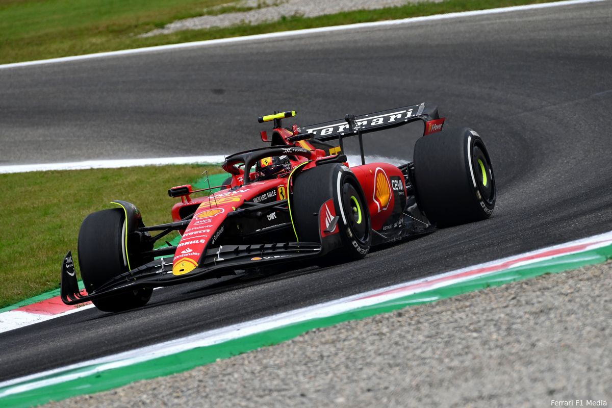 Verslag VT2 | Sainz geeft Tifosi reden tot juichen, Verstappen na frustraties vijfde, Pérez crasht