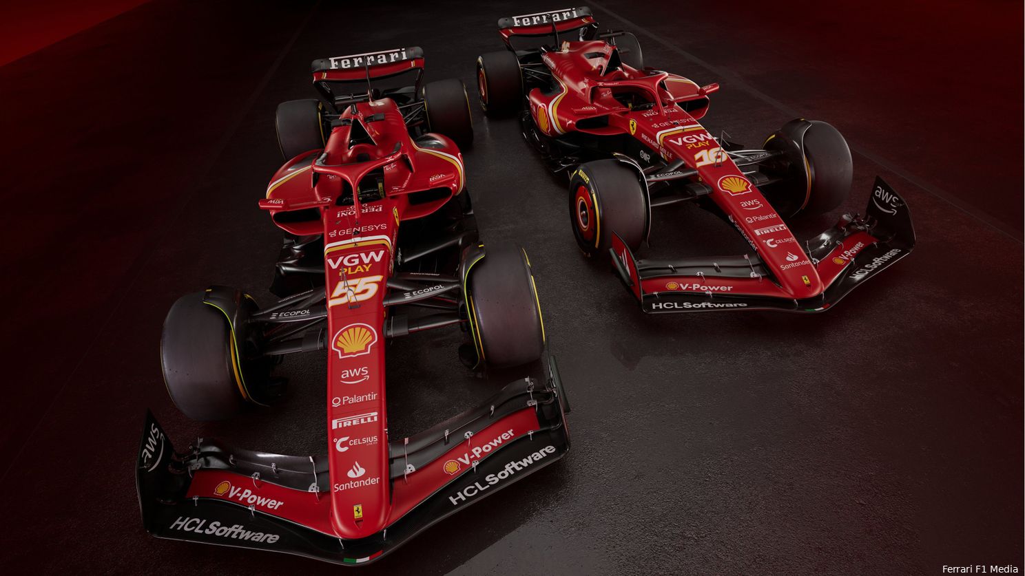 De Ferrari SF-24, de bolides waarin Carlos Sainz en Charles Leclerc de circuits onveilig in zullen maken in 2024.