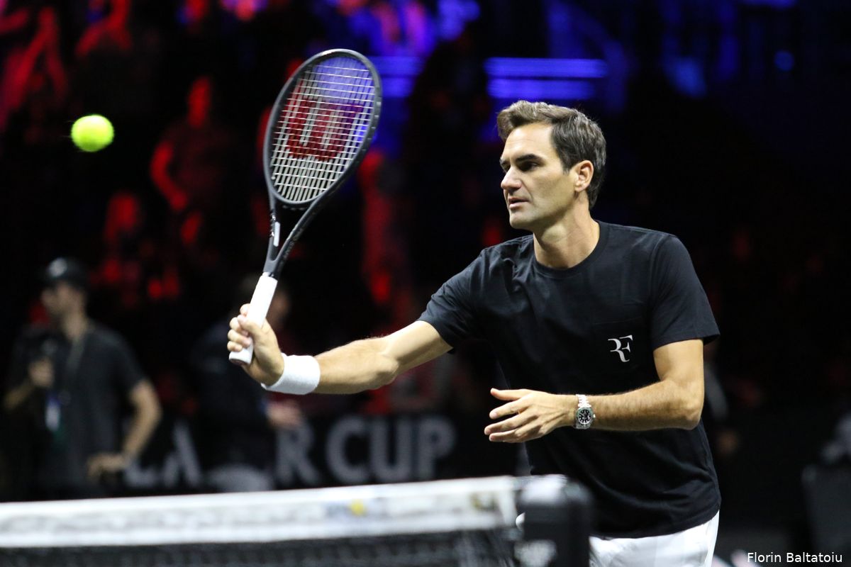 WATCH Federer hits one in a million through the net shot during his last career match