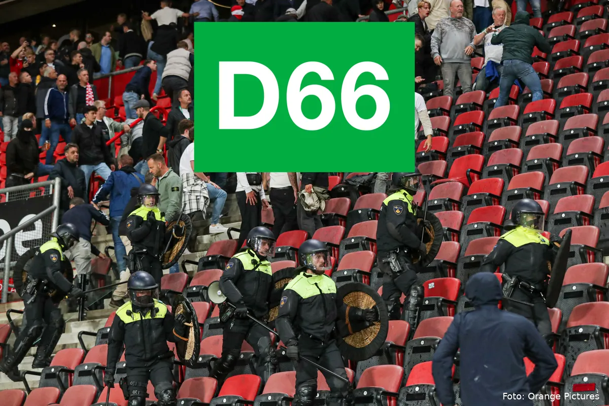 mobiele eenheid me supporters rellen gevechten fc twente hammarby if conference league 2023 2024 logo d66