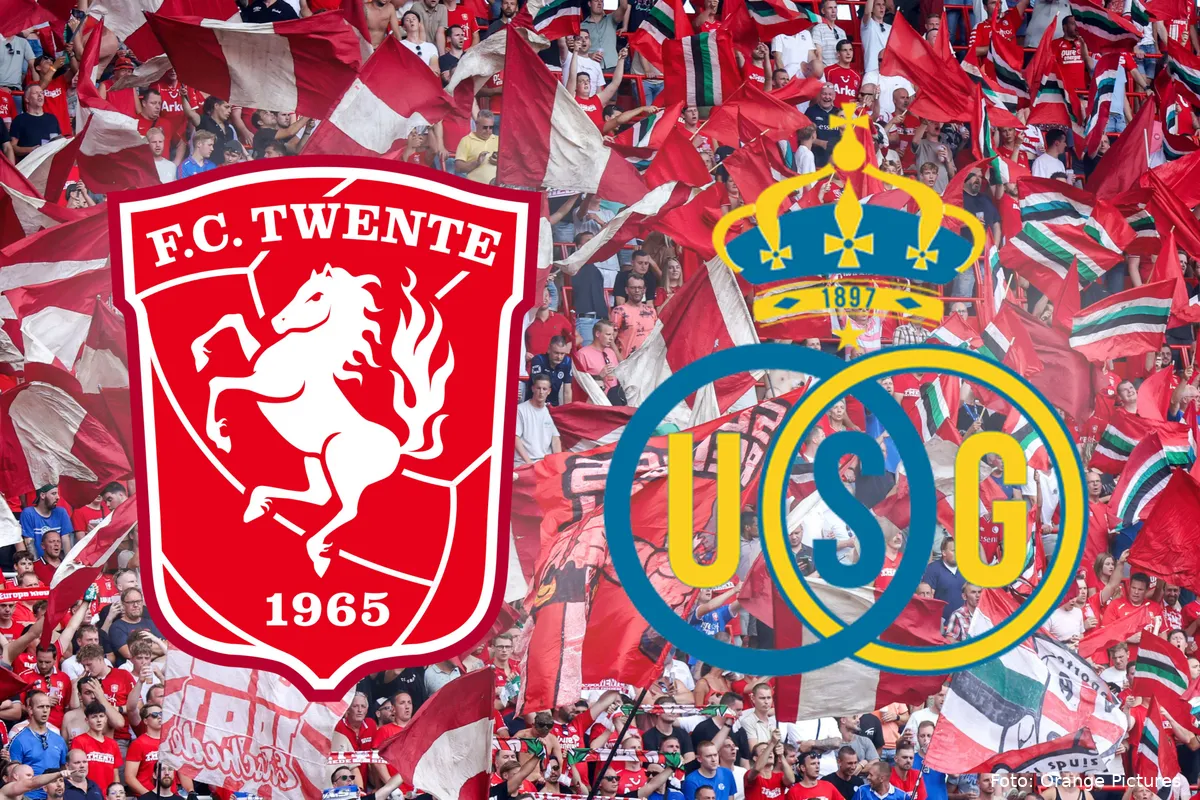 supporters sfeeractie vlaggen fc twente union saint gilloise logos 2024