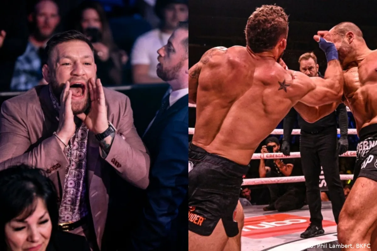 Bemoeial Conor McGregor leidde Eddie Alvarez af tijdens bareknuckle gevecht met Chad Mendes