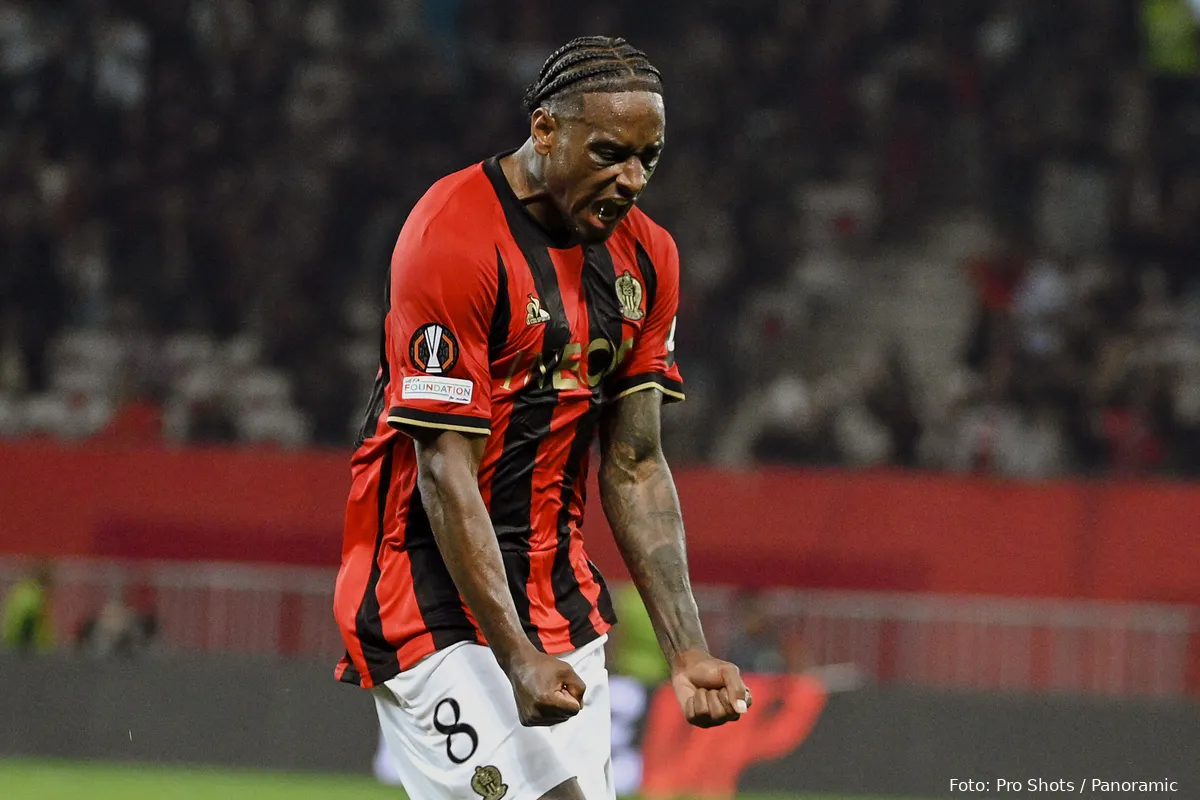 pablo rosario close up juicht ogc nice real sociedad europa league 2024 2025