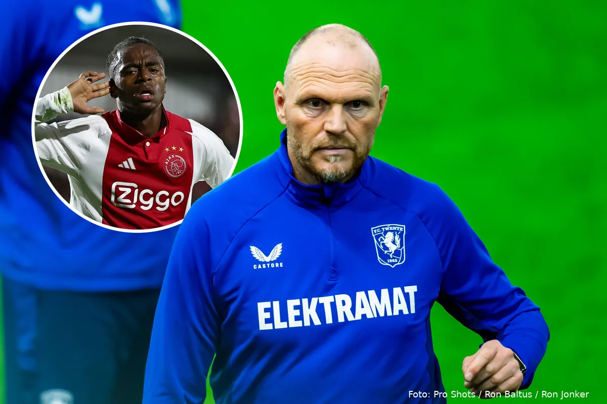 jaydon banel jong ajax jong az goal doelpunt vieren oortje logo fc twente joseph oosting trainingsshirt fc twente 2024 2025