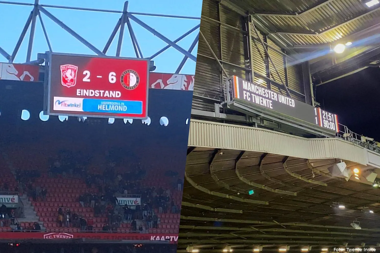 scoreborden fc twente feyenoord 2 6 manchester united fc twente 1 1