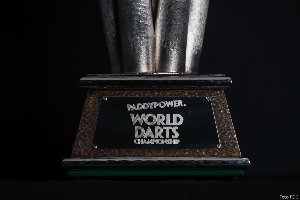 Toernooicenter PDC World Darts Championship met het speelschema, alle