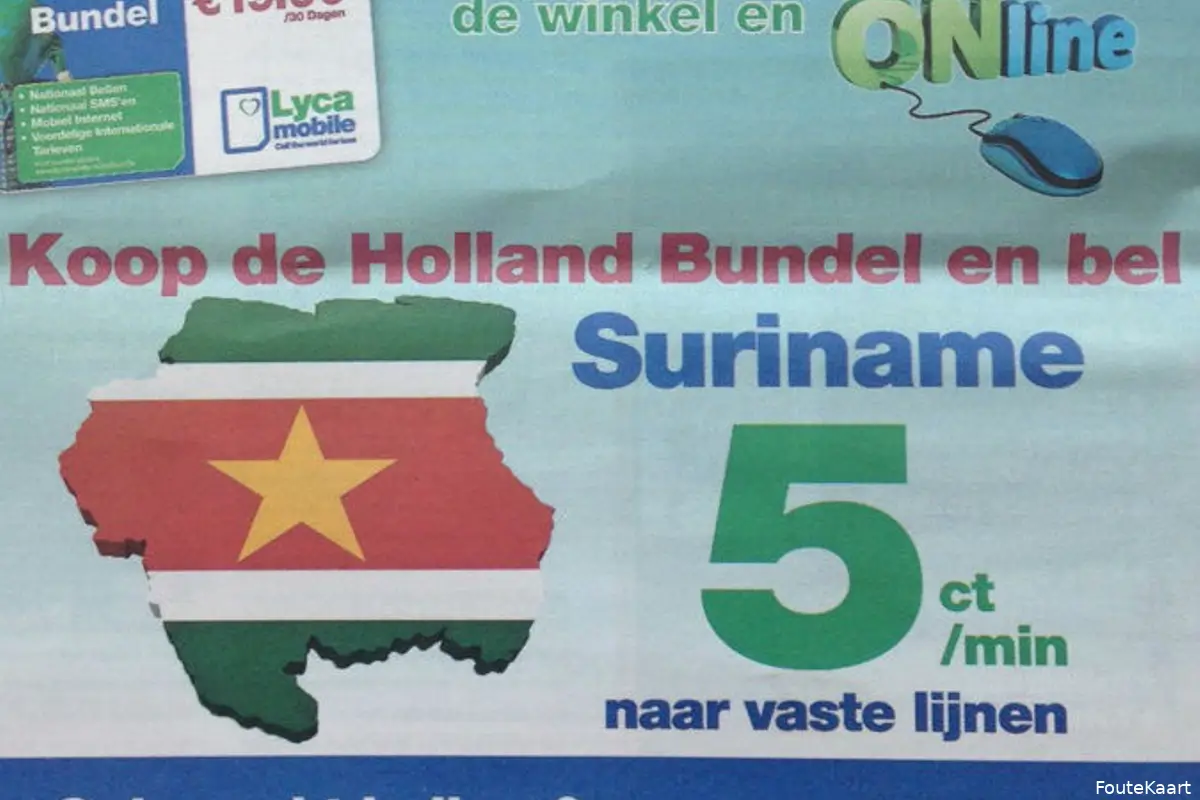 'Foute' kaart van Suriname in reclame
