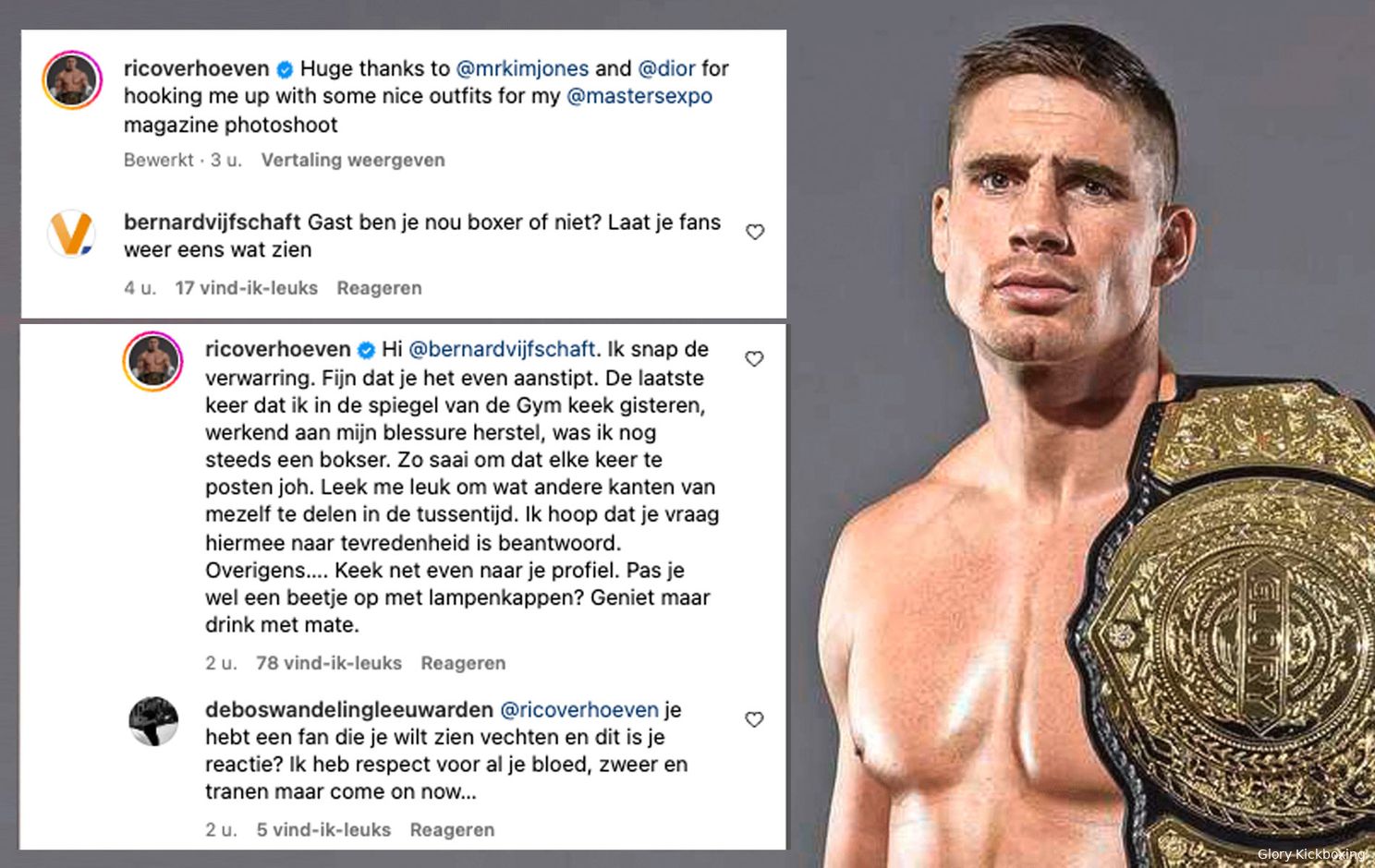 Rico Verhoeven reageert op hevige kritiek van fan! 'Gast ben je nou bokser of niet?