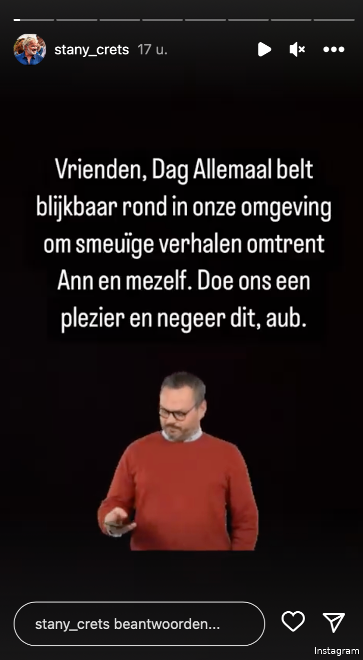 Ann Van den Broeck en Stany Crets reageren op roddels over breuk: "Blijkbaar doet dat verhaal de ronde"