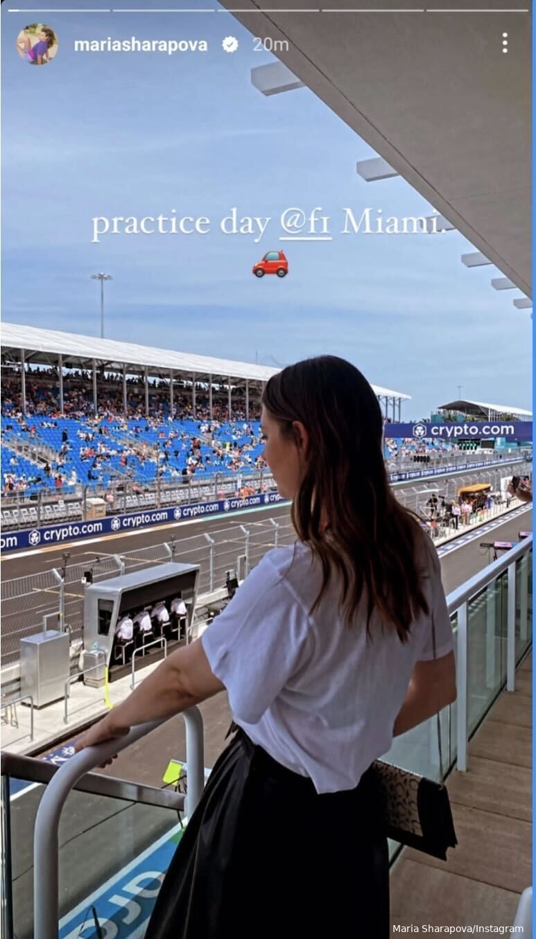 Sharapova and fiance Alexander Gilkes visit 2023 Miami Grand Prix