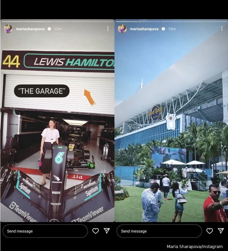 Sharapova and fiance Alexander Gilkes visit 2023 Miami Grand Prix