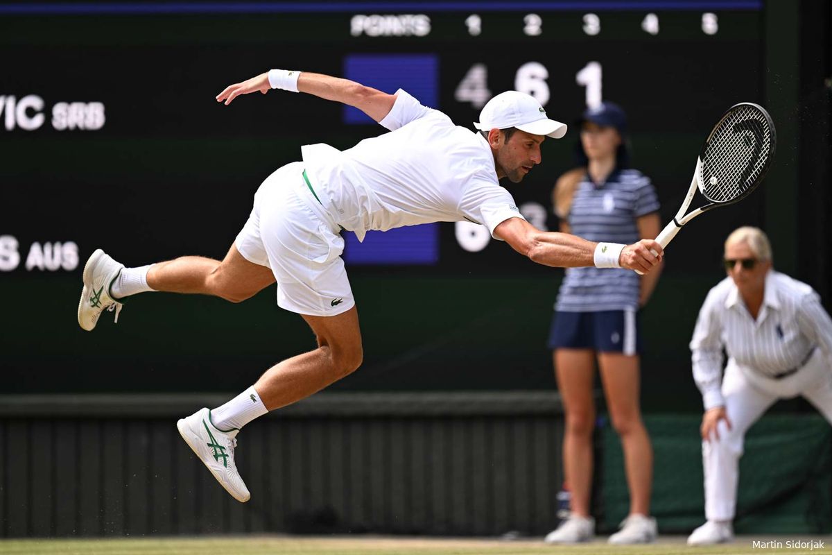 WATCH: Djokovic Falls Over the Net After Lucky Shot From Hurkacz At Wimbledon