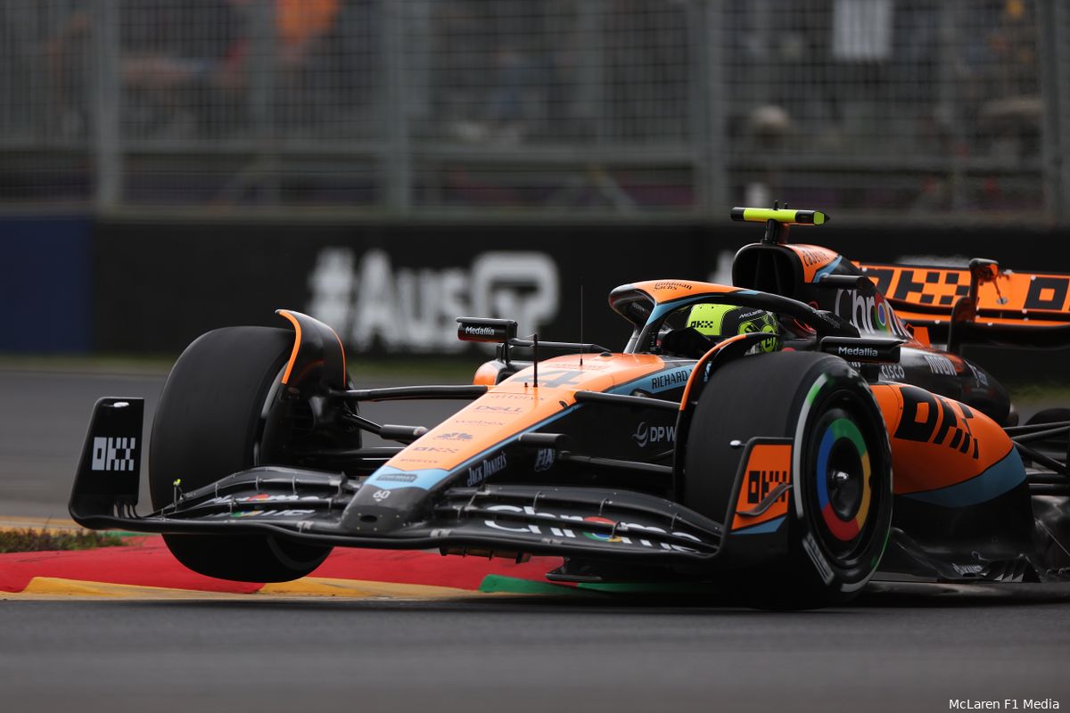 Norris schrikt van probleem McLaren: 'Het helpt ons om geen DRS te hebben'