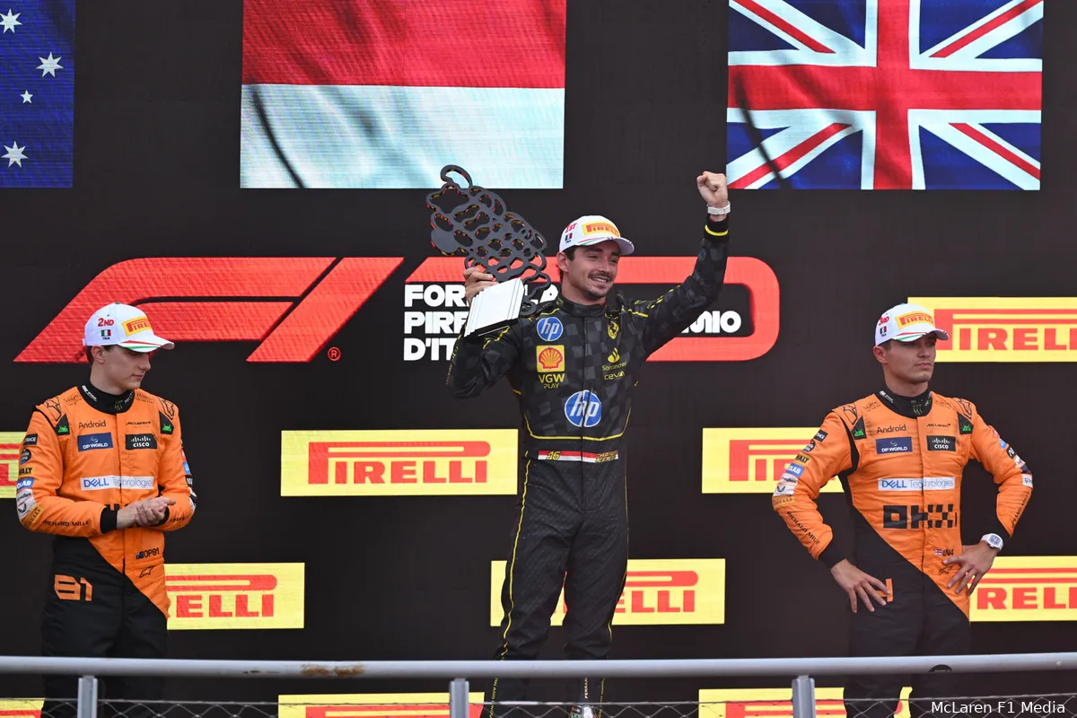 oscar piastri lando norris charles leclerc mclaren gp italie zondag 2024