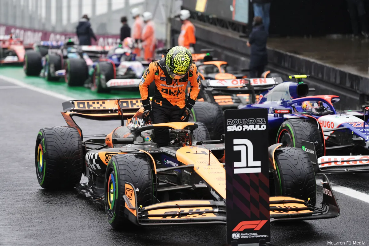 lando norris mclaren 2024 mcl38 regenrace brazilie kwalificatie