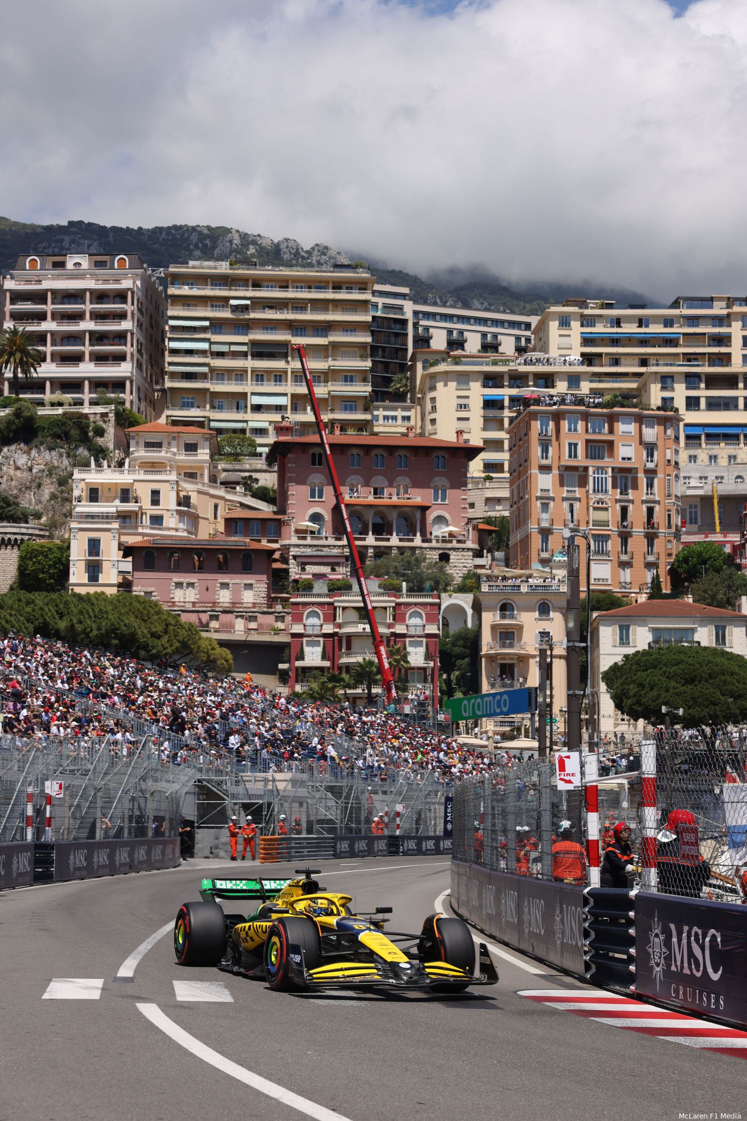 Oscar Piastri op weg naar P2, kwalificatie voor de Grand Prix van Monaco, 2024.