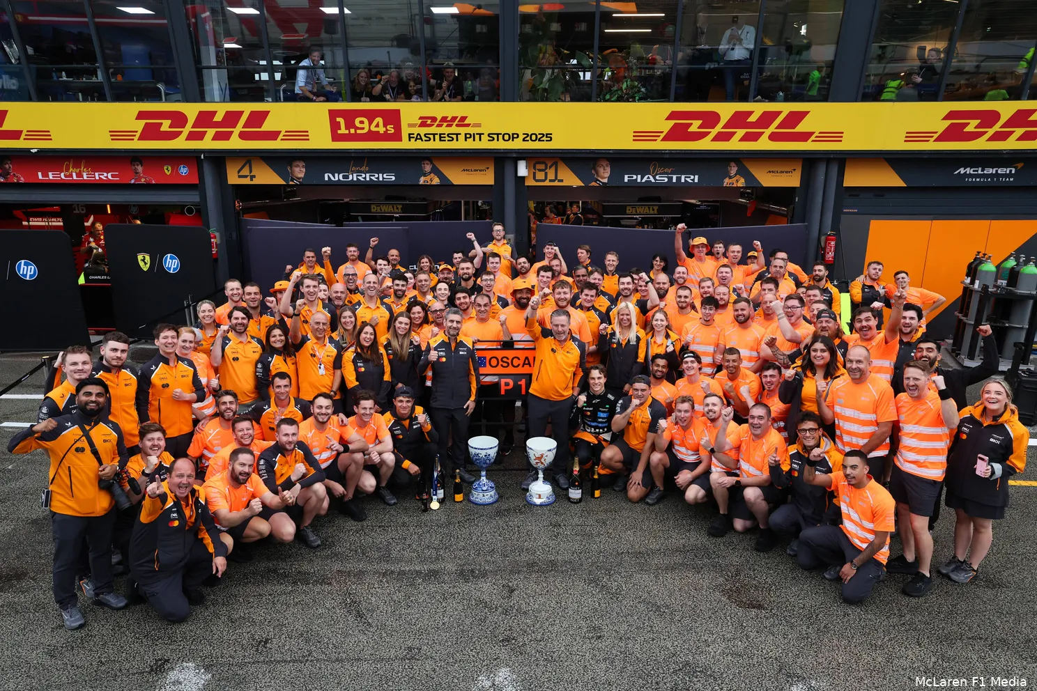 oscar-piastri-lando-norris-andrea-stella-zak-brown-mclaren-gp-nederland-2025-zondag