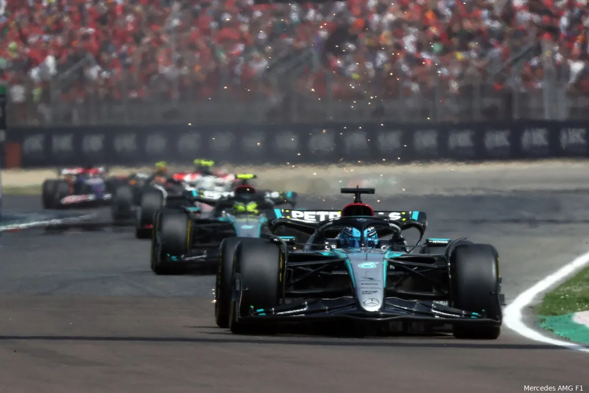 mercedes gp emilia romagna imola 2024 russell hamilton