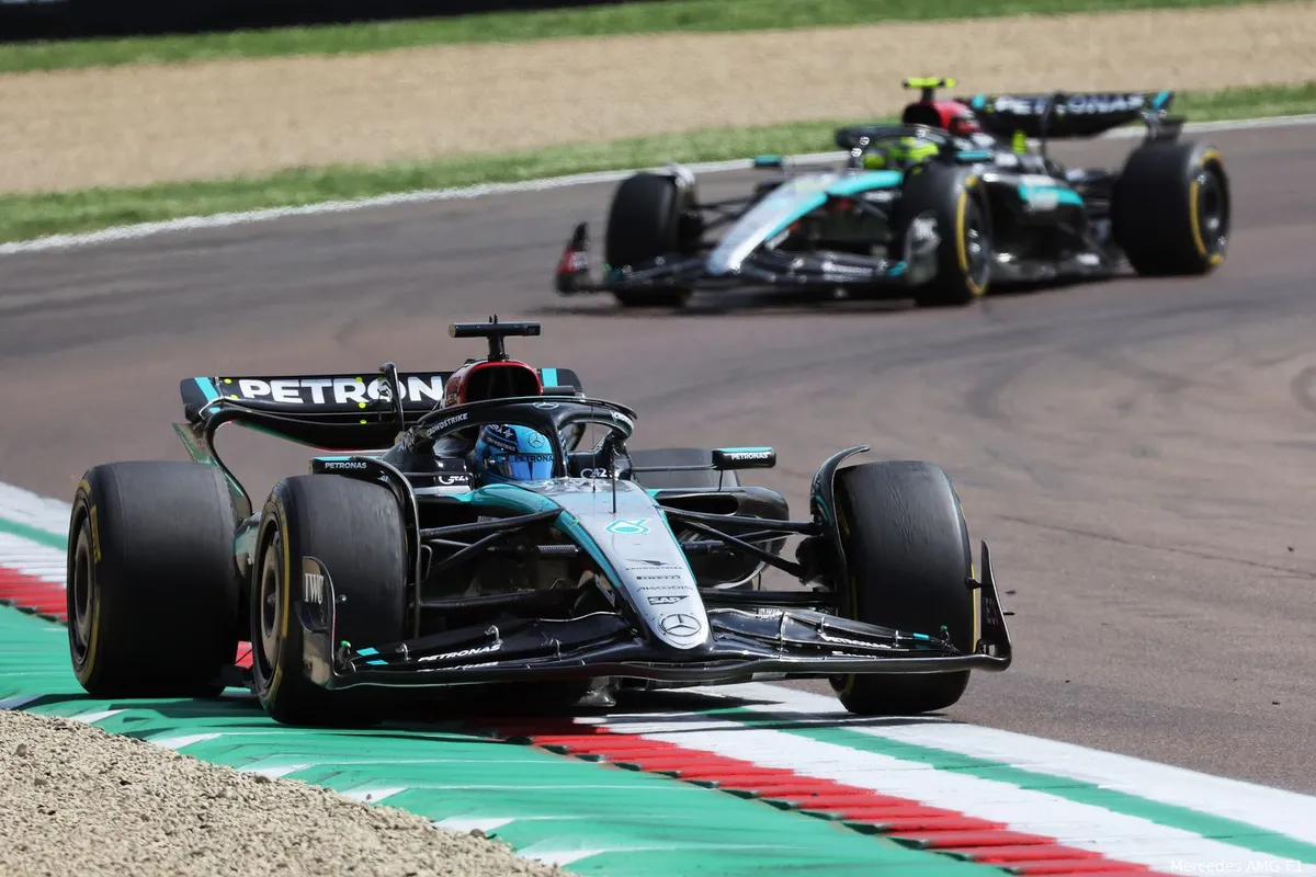 mercedes gp emilia romagna imola 2024 russell hamilton