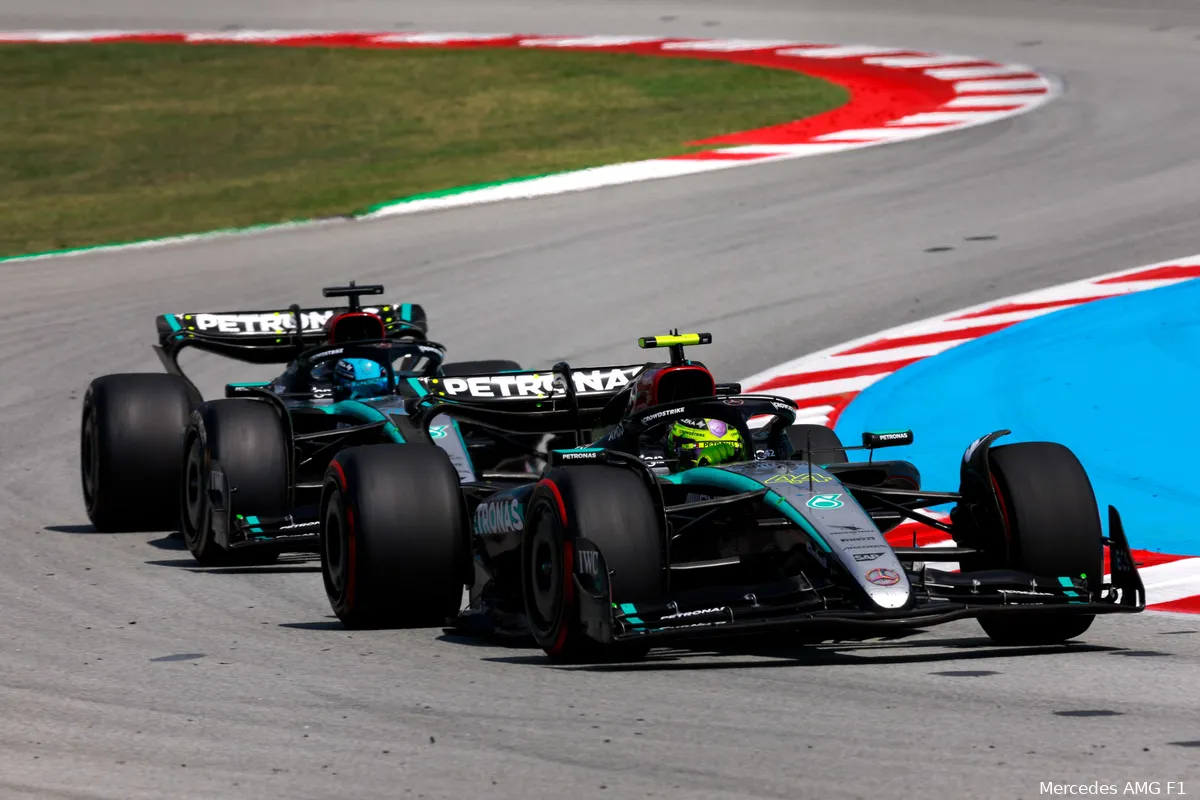 george russell lewis hamilton gevecht spanje