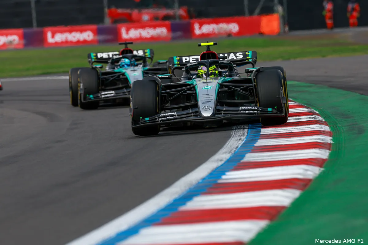 lewis hamilton 2024 mexico racedag mercedes george russell gevecht