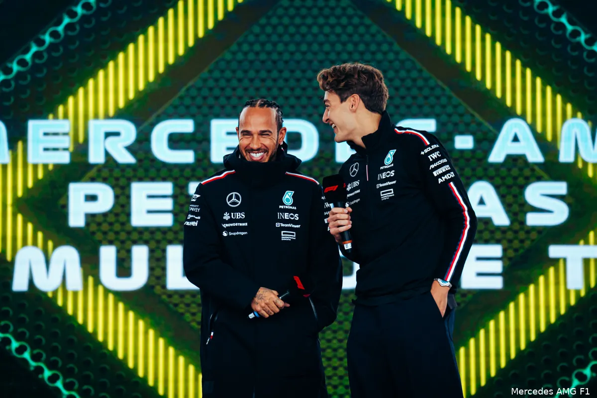 lewis hamilton george russell kwalificatie fans podium mercedes
