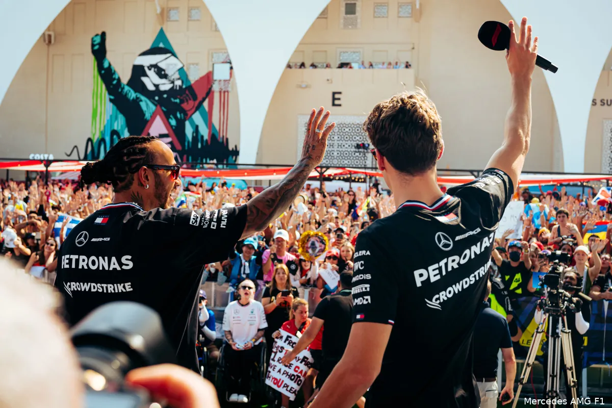 lewis hamilton george russell mercedes abu dhabi 2024 18