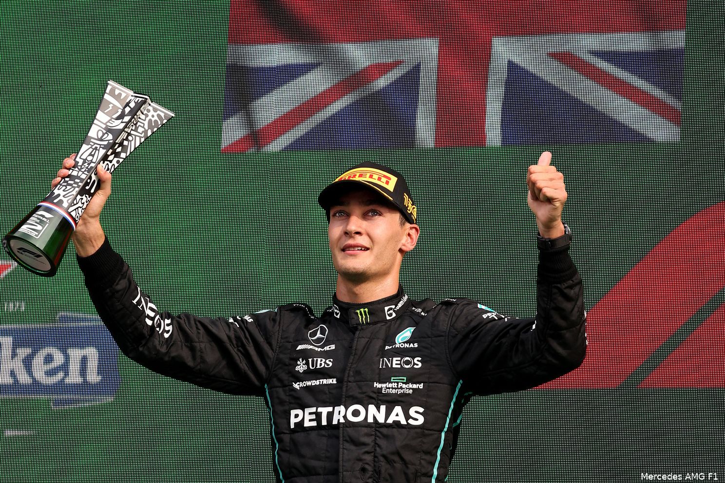 Na een nadelige pitstop-strategie voor Lewis Hamilton was het George Russell die op Circuit Zandvoort een podiumplek wist te bemachtigen. (Foto: Mercedes AMG F1)