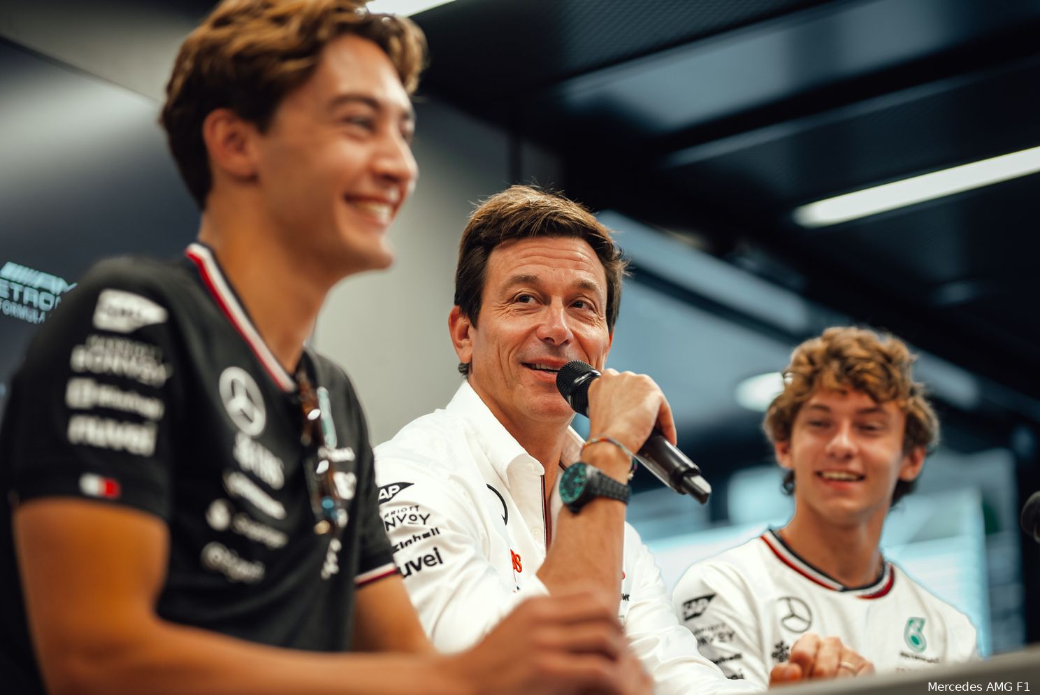 andrea kimi antonelli toto wolff george russell mercedes gp italie zaterdag 2024 2