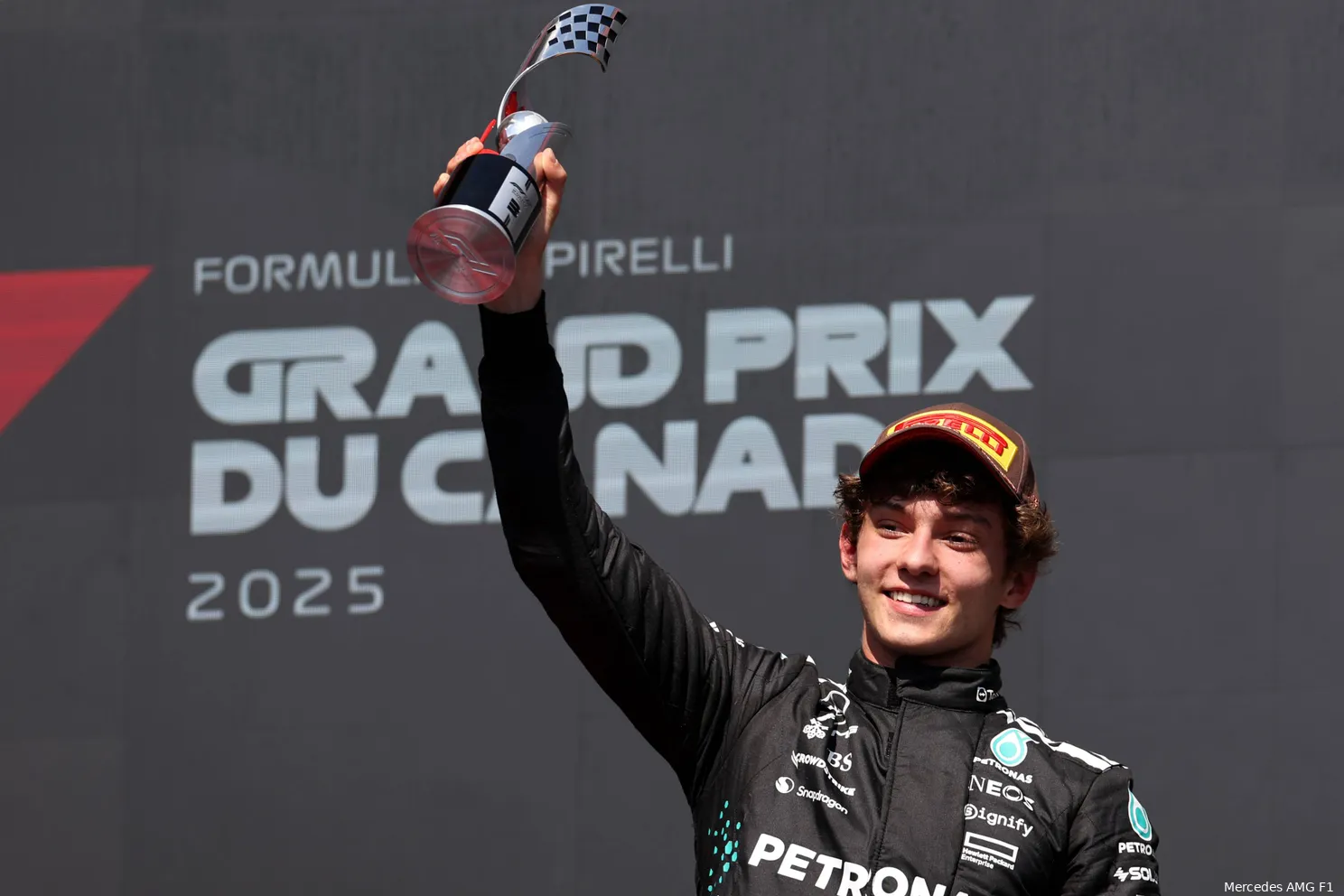 kimi antonelli podium mercedes canada 2025