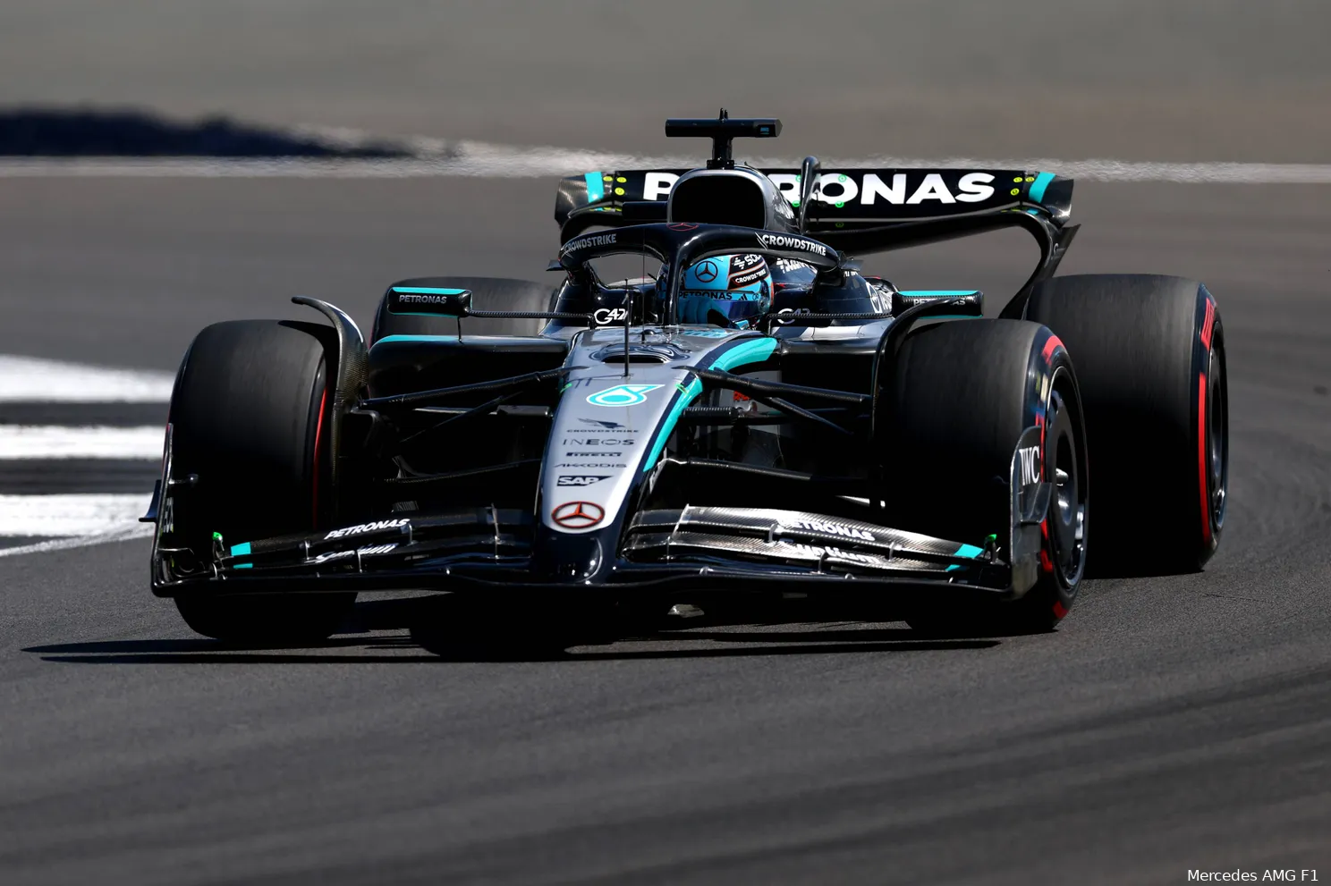 george russell mercedes 2025 silverstone groot brittannie vrijdag training 2