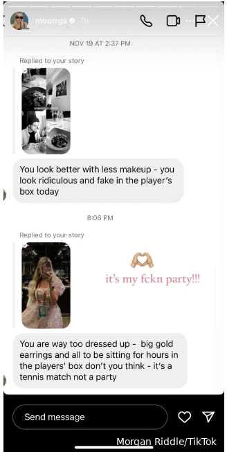 Fritz' girlfriend Morgan Riddle responds after receiving abuse for outfit choice during French Open tie