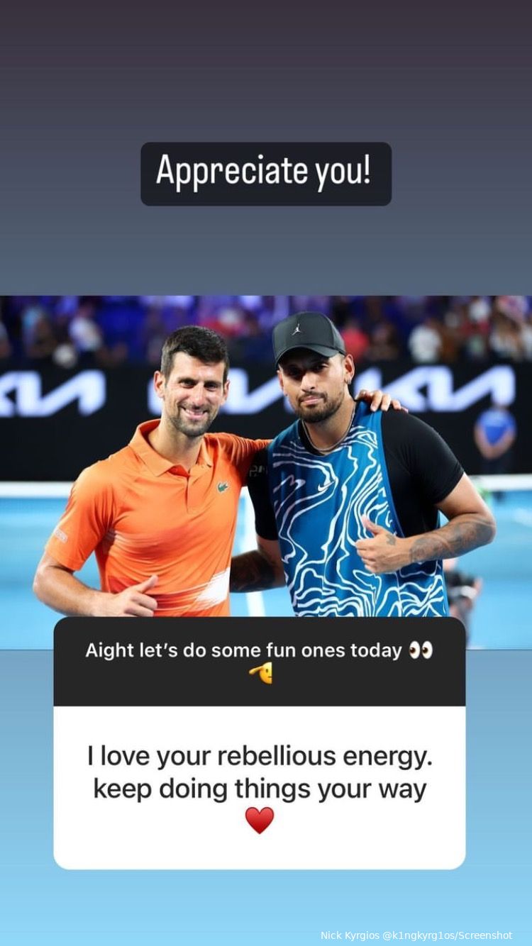 Kyrgios on who he would coach or mentor during Instagram Q&A: “The one person I want to help is…”