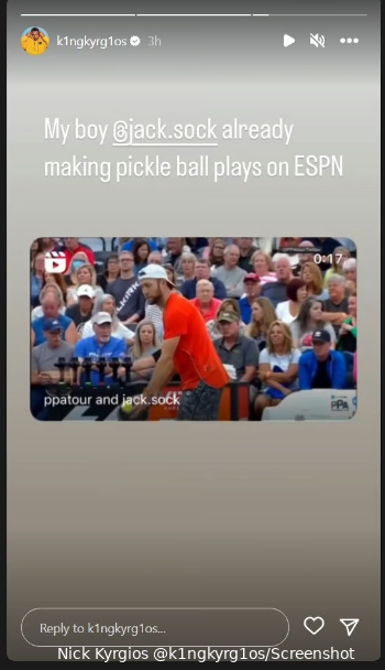 Kyrgios left impressed with and supports Sock amid pickleball debut Quarter-Final run