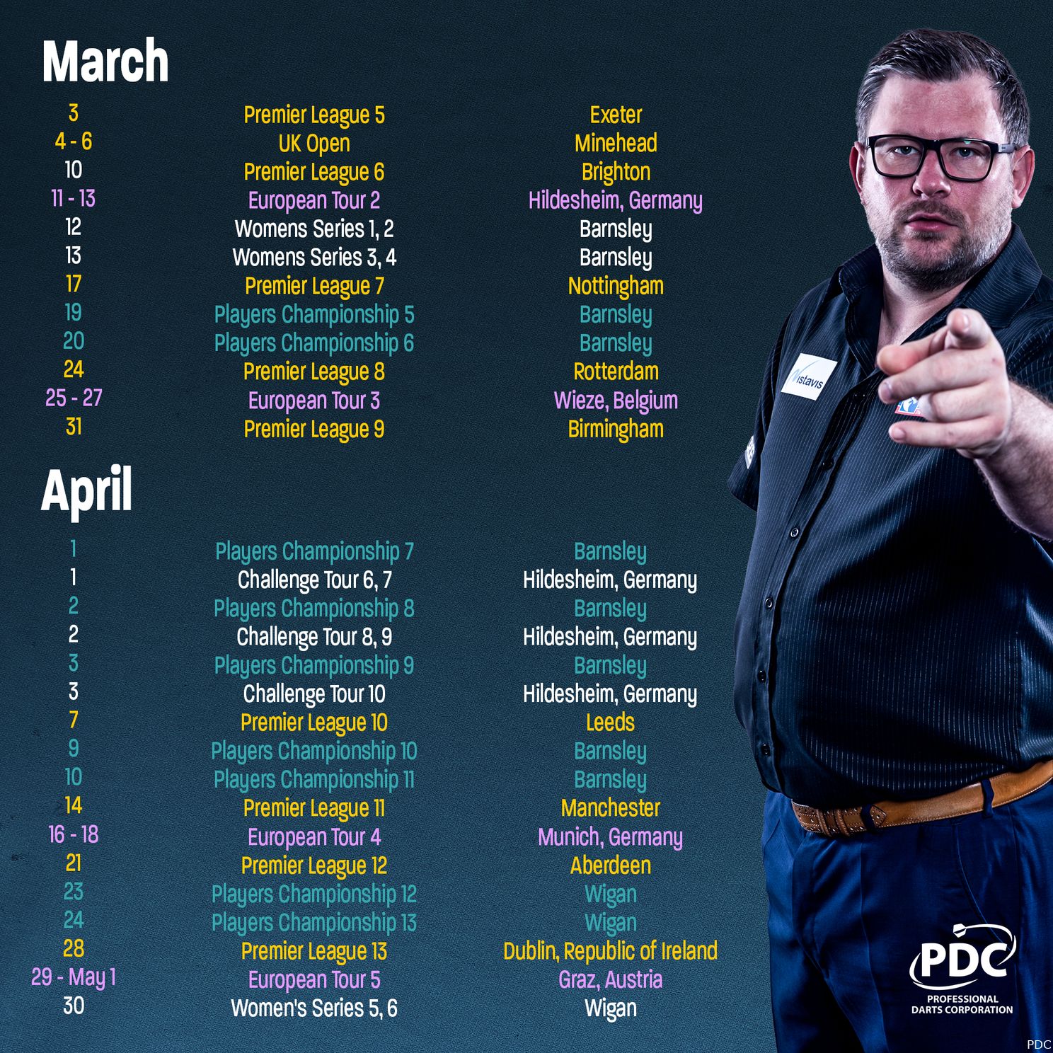 PDC-kalender voor 2022 bekend: Meer dan 150 dagen darts ingepland
