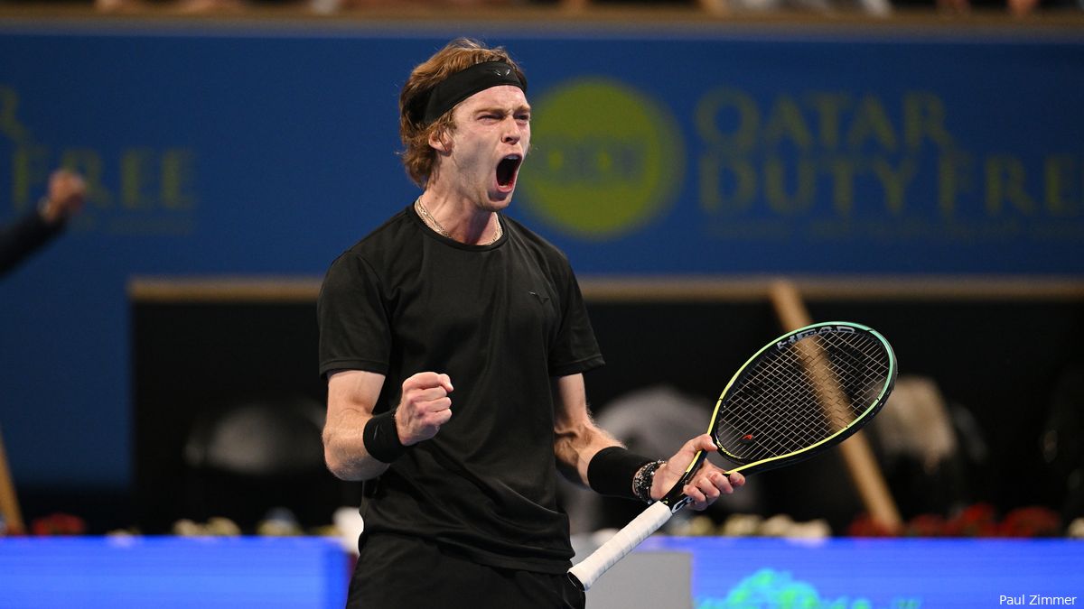 Andrey Rublev comes from a set and five match points down to progress in Dubai