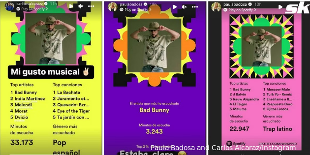Badosa and Alcaraz reveal Spotify Wrapped for 2022 with Bad Bunny dominating