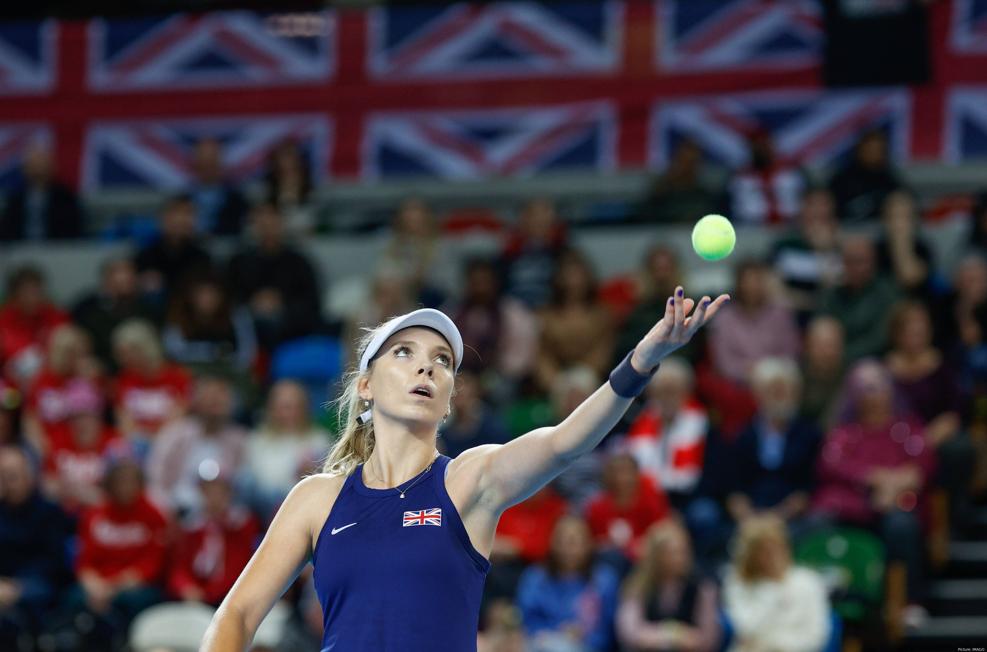 Katie Boulter (pictured) hails from closeby in Leicester and will begin her title defence against Harriet Dart.